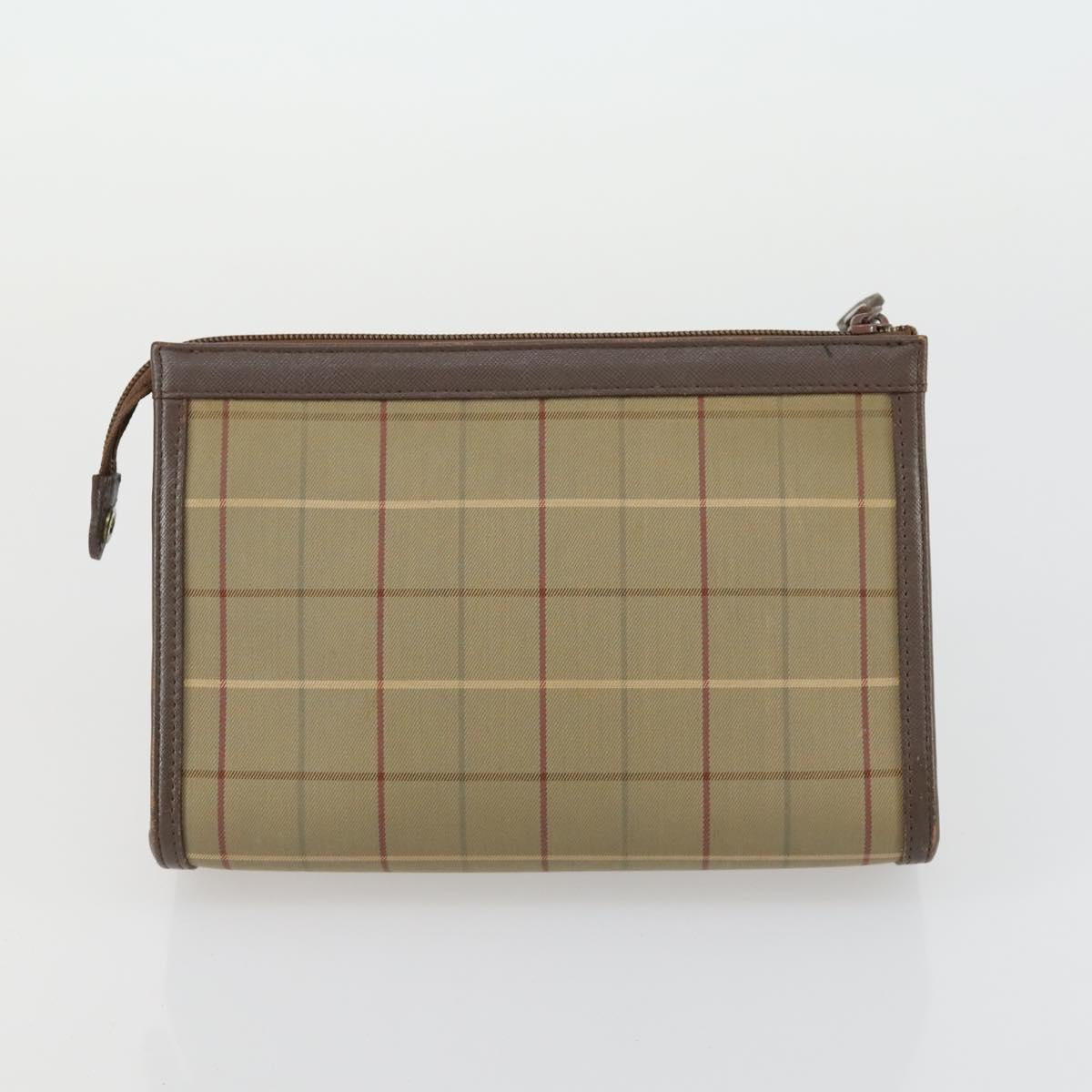 Burberrys Nova Check Clutch Bag Canvas Leather 2 Set Beige Auth 158544