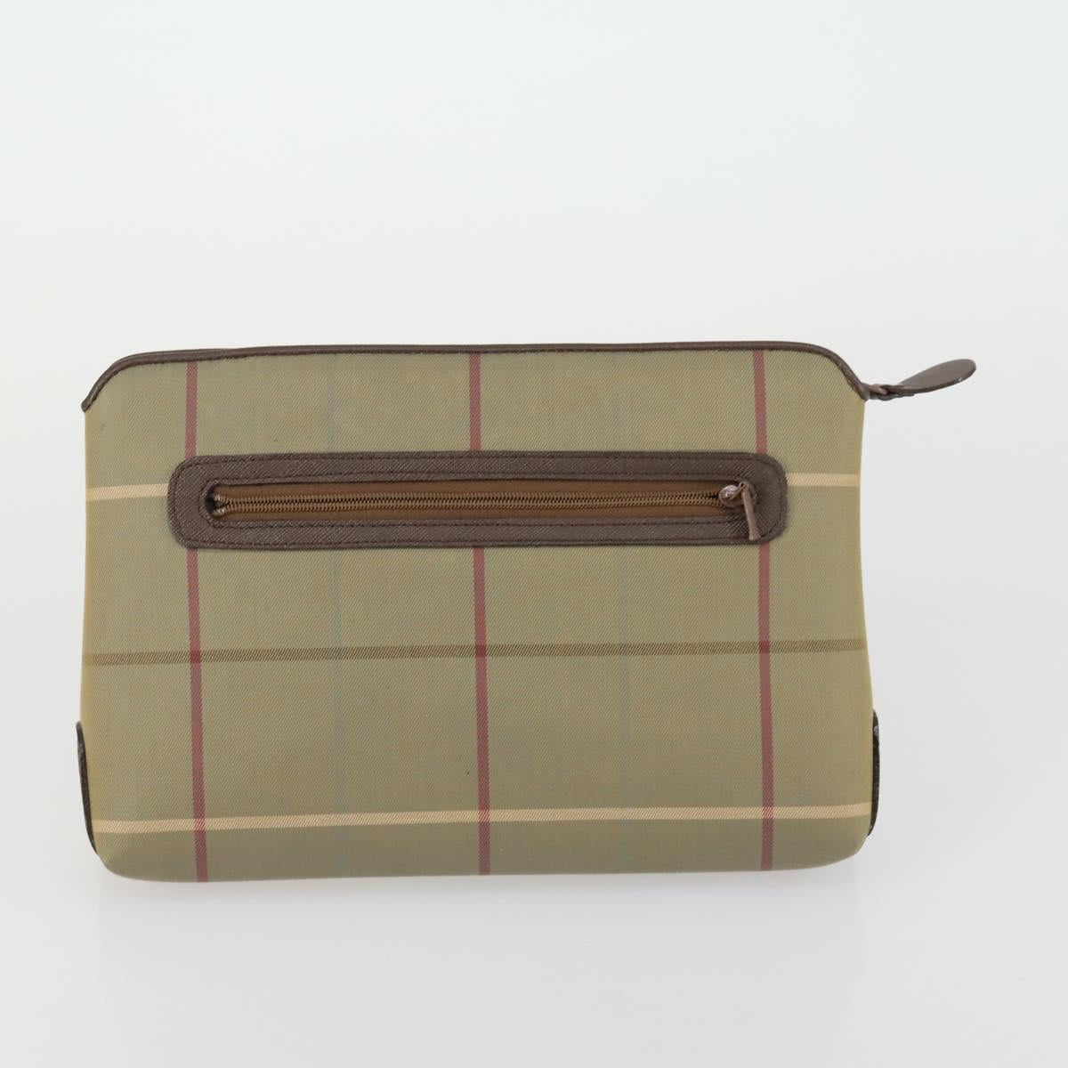 Burberrys Nova Check Clutch Bag Canvas Leather 2 Set Beige Auth 158544