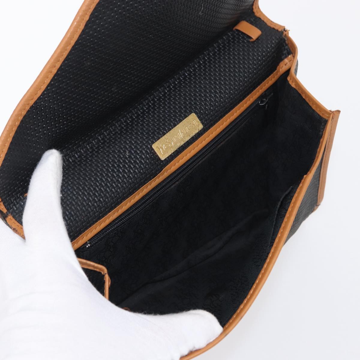 SAINT LAURENT MCM Vicetos Clutch Bag PVC Leather 2 Set Brown Black Auth 158545