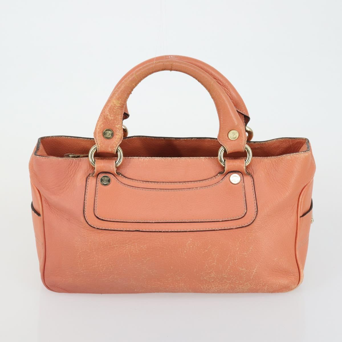 CELINE C Macadam Canvas Bag PVC Suede Leather 3 Set Brown Pink Auth 158549