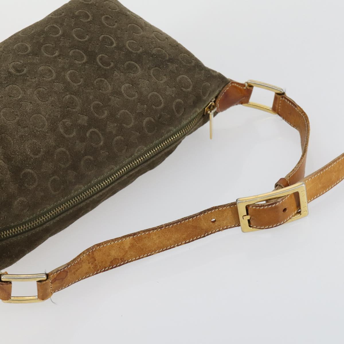 CELINE C Macadam Canvas Bag PVC Suede Leather 3 Set Brown Pink Auth 158549