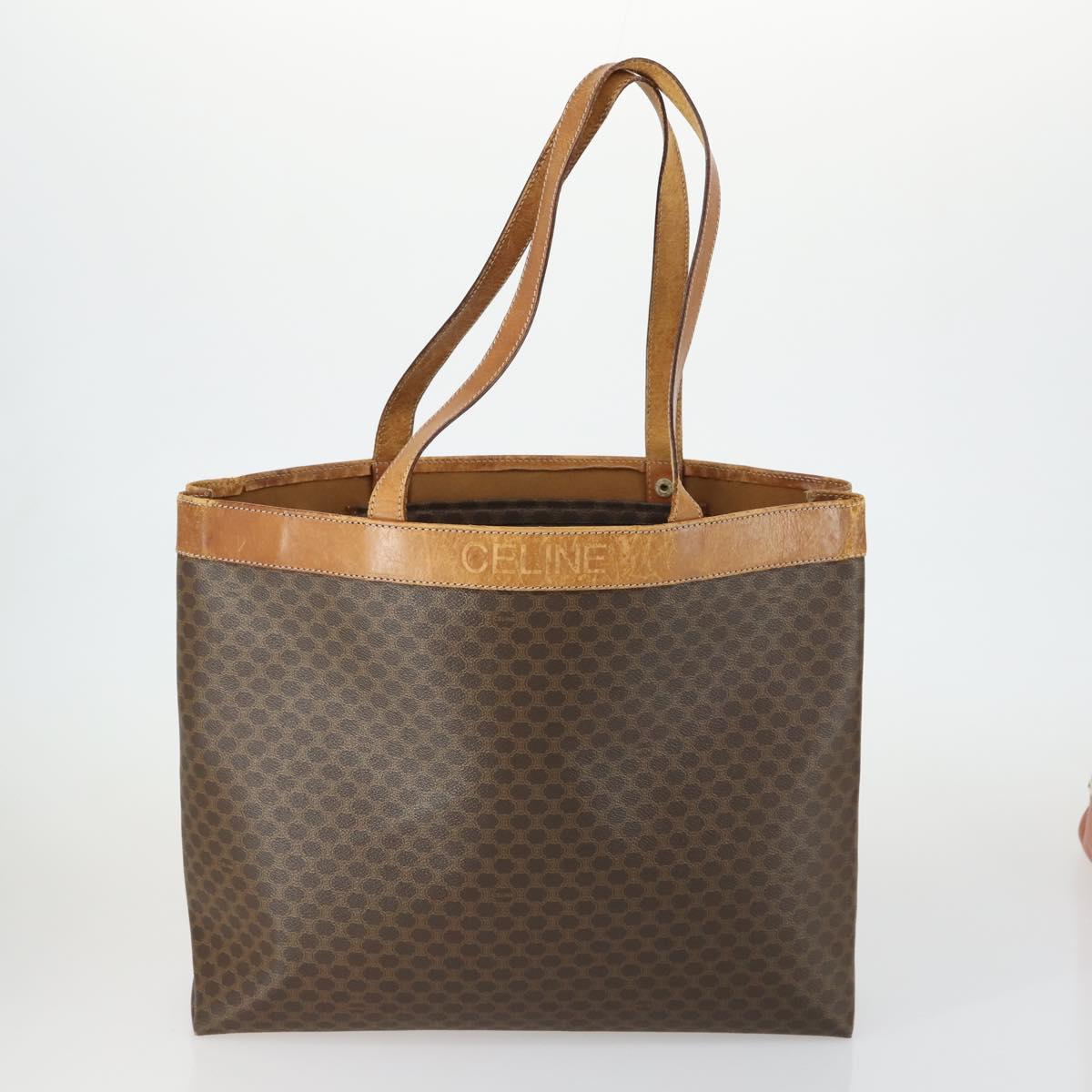 CELINE C Macadam Canvas Bag PVC Suede Leather 3 Set Brown Pink Auth 158549