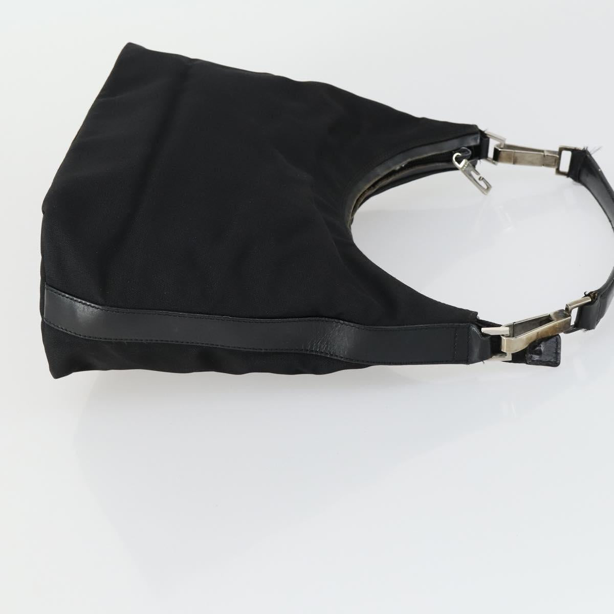 GUCCI Shoulder Bag Canvas Leather 4 Set Black Silver Red Auth 158552