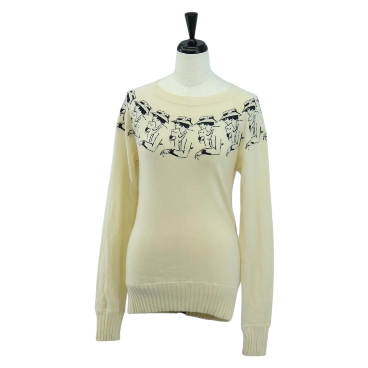 CHANEL Coco Chanel Knit Sweater Cashmere Beige CC Auth 158554SAM