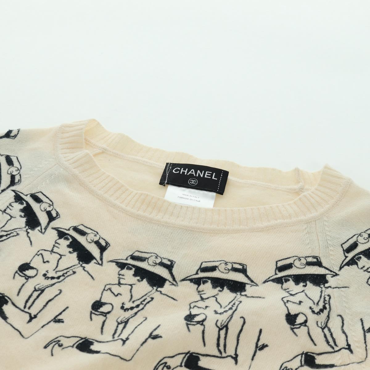 CHANEL Coco Chanel Knit Sweater Cashmere Beige CC Auth 158554SAM