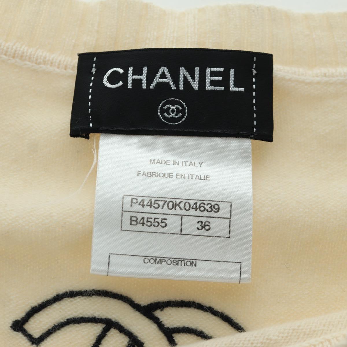CHANEL Coco Chanel Knit Sweater Cashmere Beige CC Auth 158554SAM