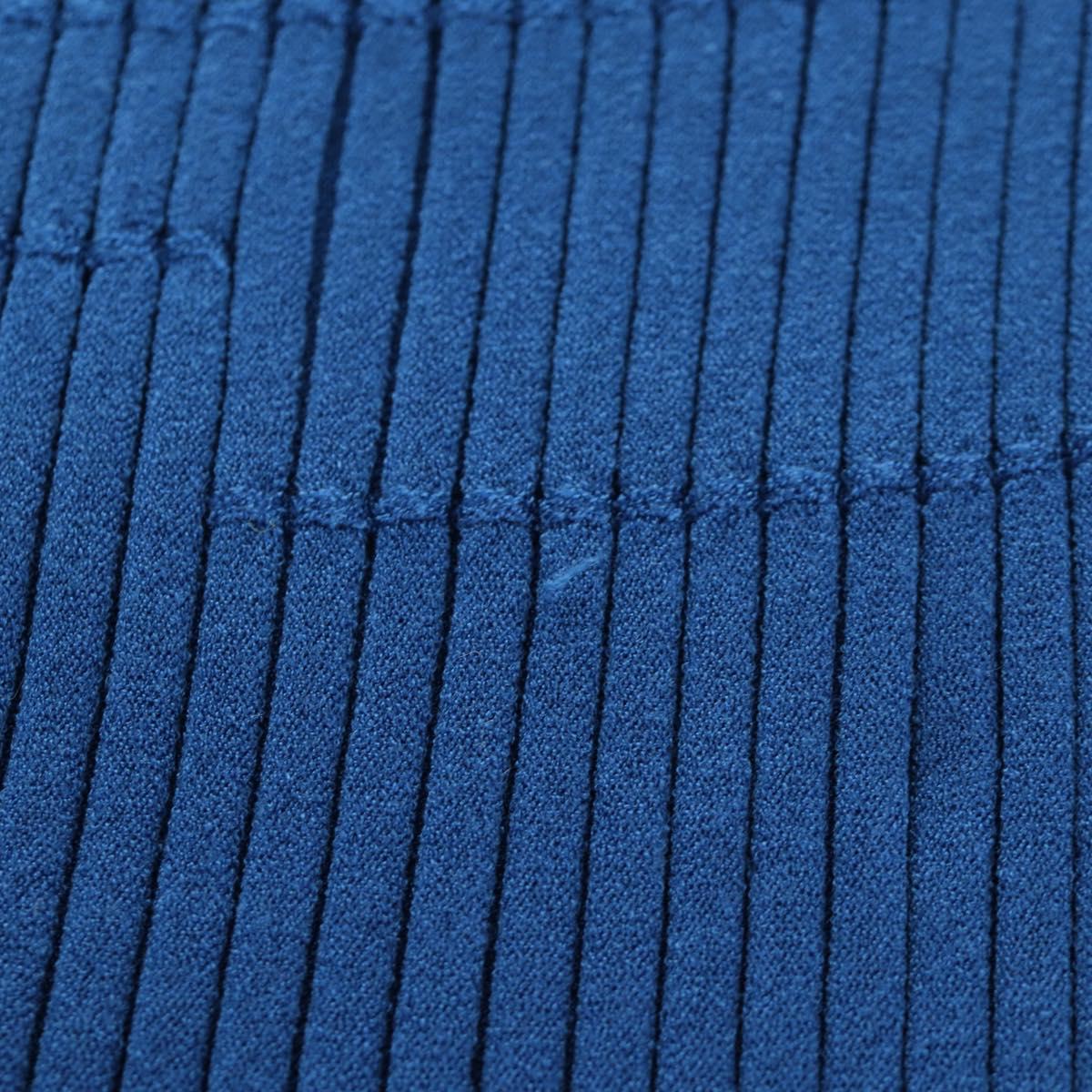 CHANEL Rib Knit Dress Cupra Blue CC Auth 158555M