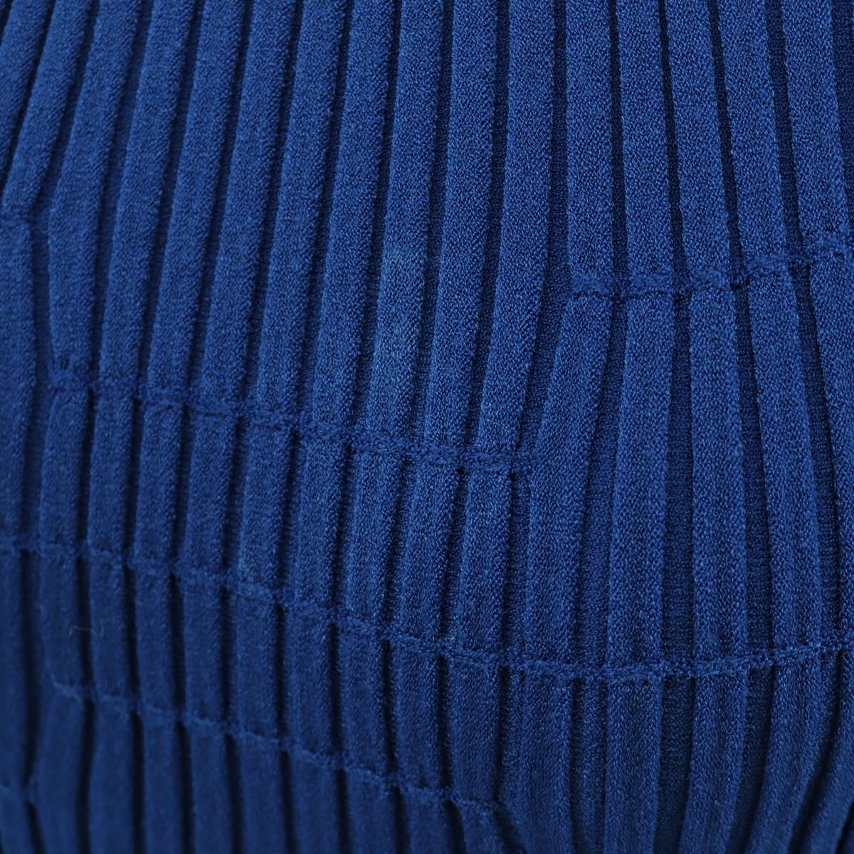 CHANEL Rib Knit Dress Cupra Blue CC Auth 158555M