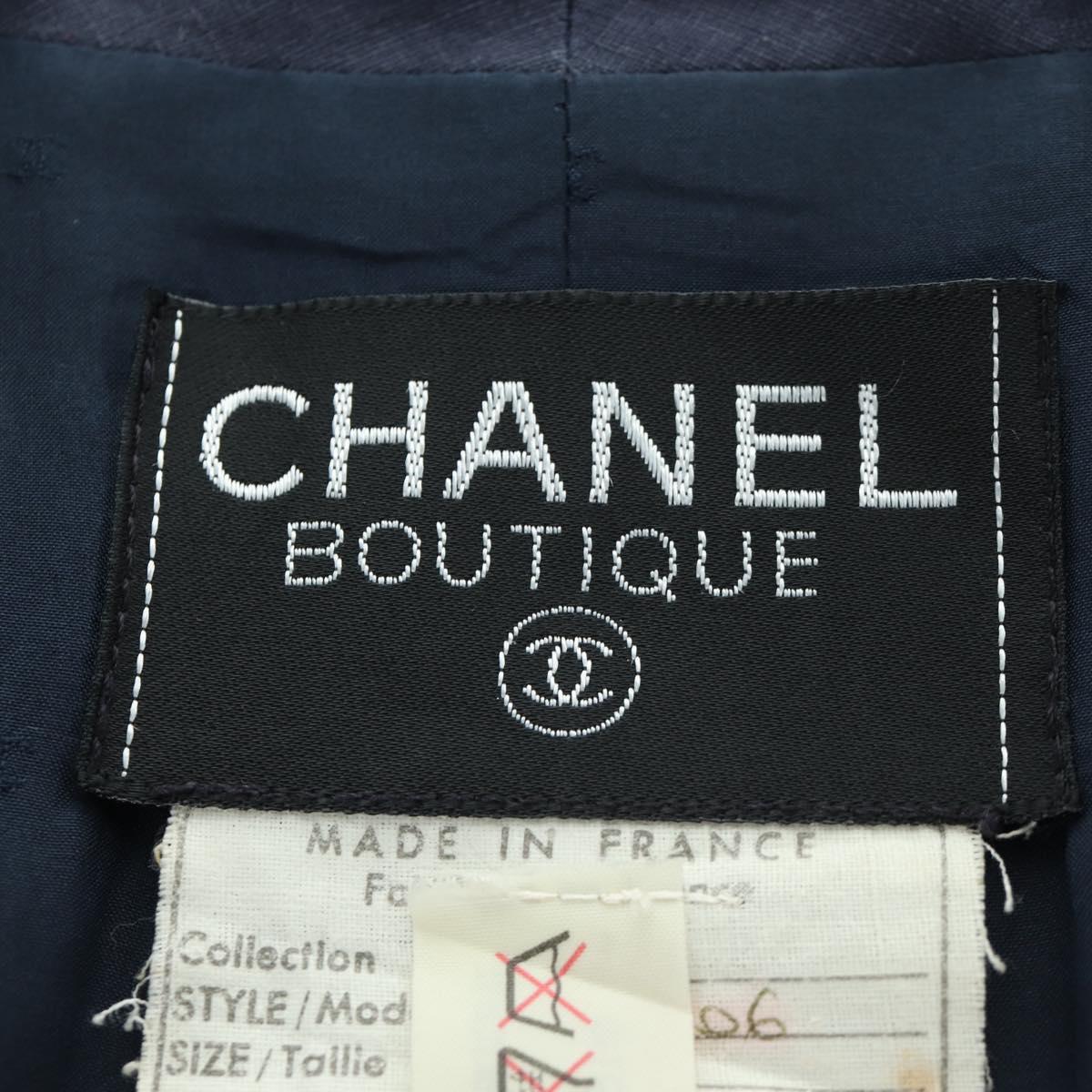CHANEL jacket Skirt Setup Linen Navy CC Auth 158556M