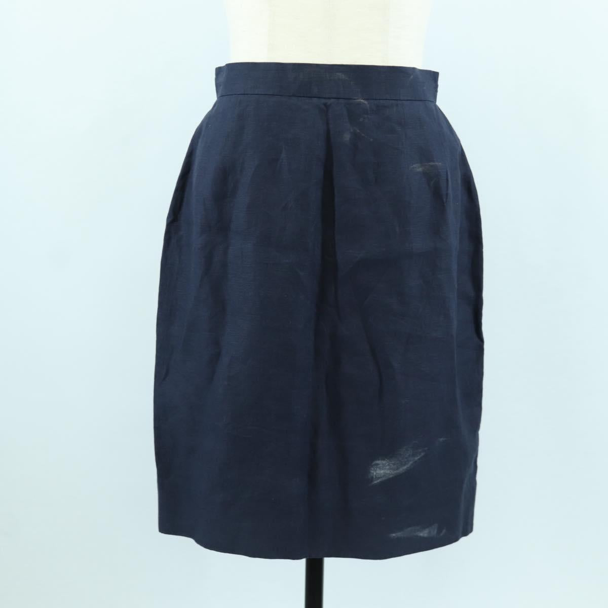 CHANEL jacket Skirt Setup Linen Navy CC Auth 158556M