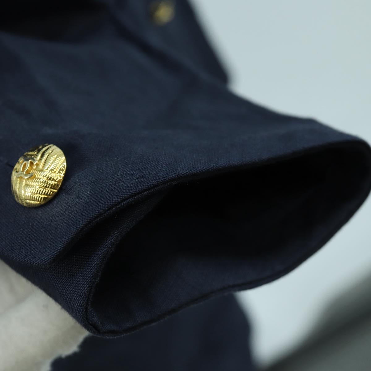CHANEL jacket Skirt Setup Linen Navy CC Auth 158556M