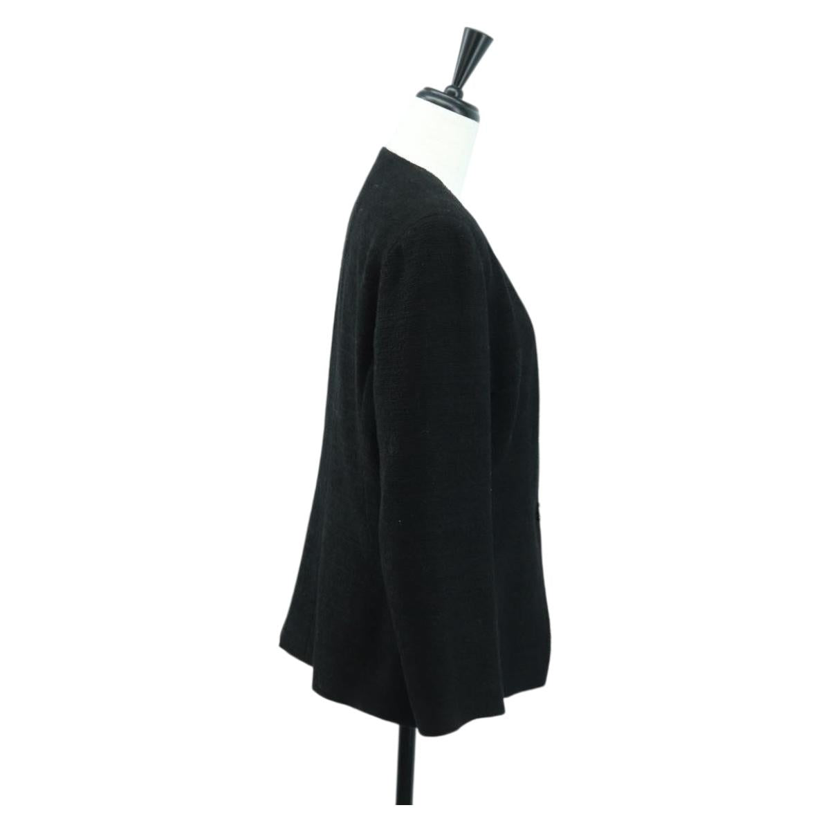 CHANEL Jacket Cotton Black CC Auth 158557M