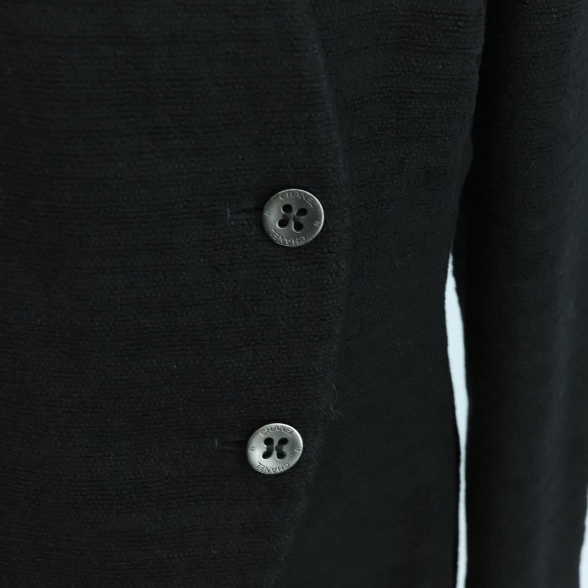 CHANEL Jacket Cotton Black CC Auth 158557M