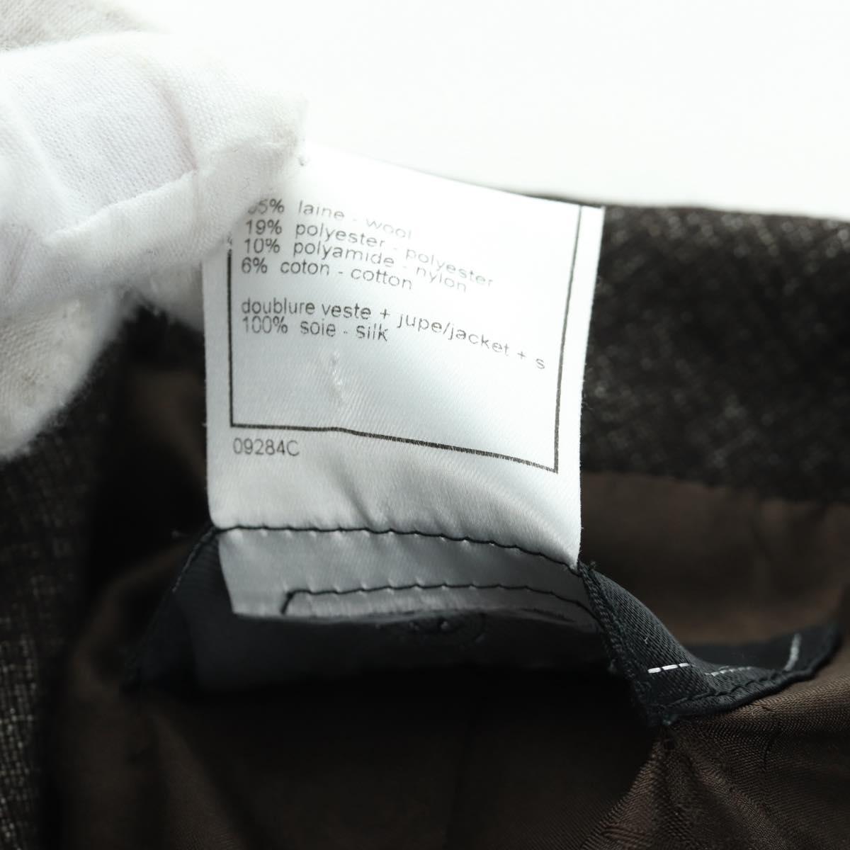CHANEL jacket Skirt Setup Wool Brown CC Auth 158559M