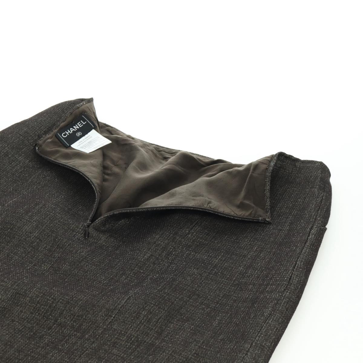 CHANEL jacket Skirt Setup Wool Brown CC Auth 158559M