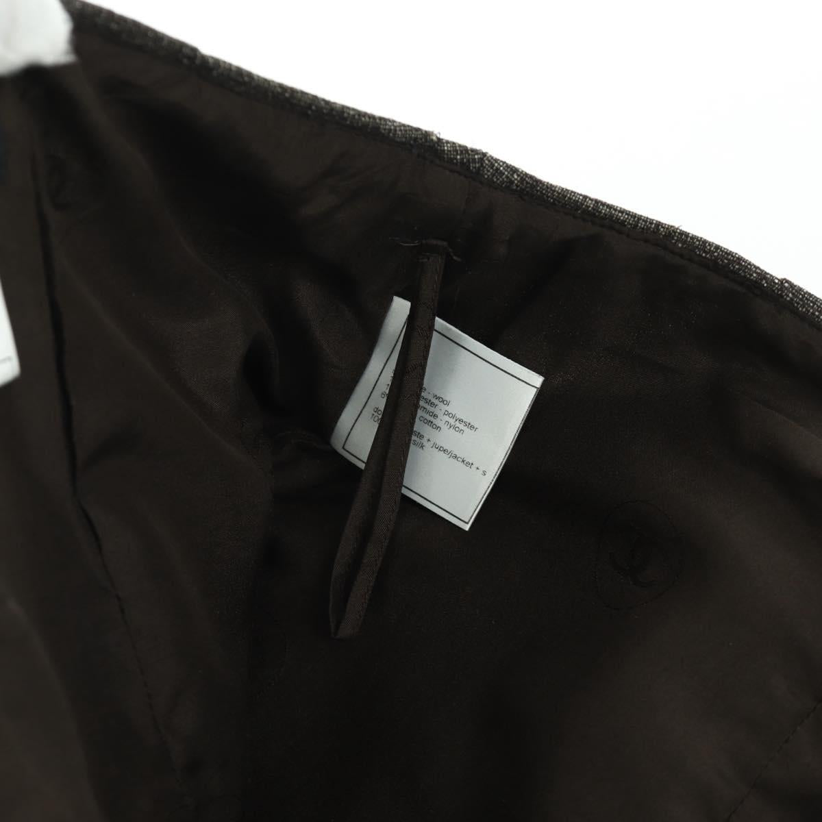 CHANEL jacket Skirt Setup Wool Brown CC Auth 158559M