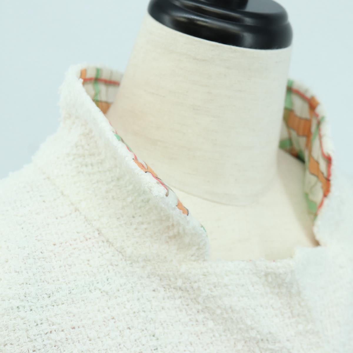 CHANEL Jacket Tweed White CC Auth 158561SM