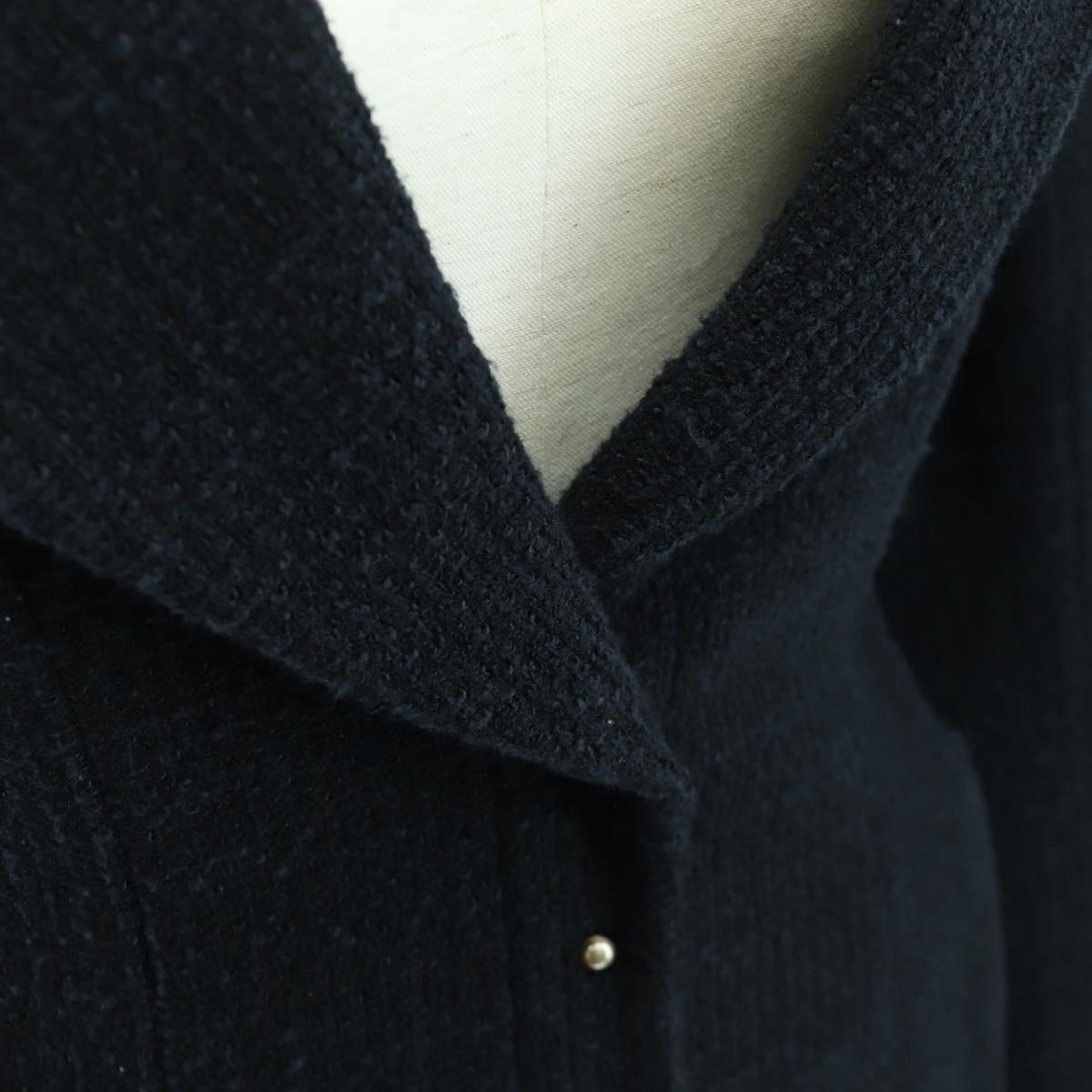 CHANEL Jacket Tweed Black CC Auth 158562M