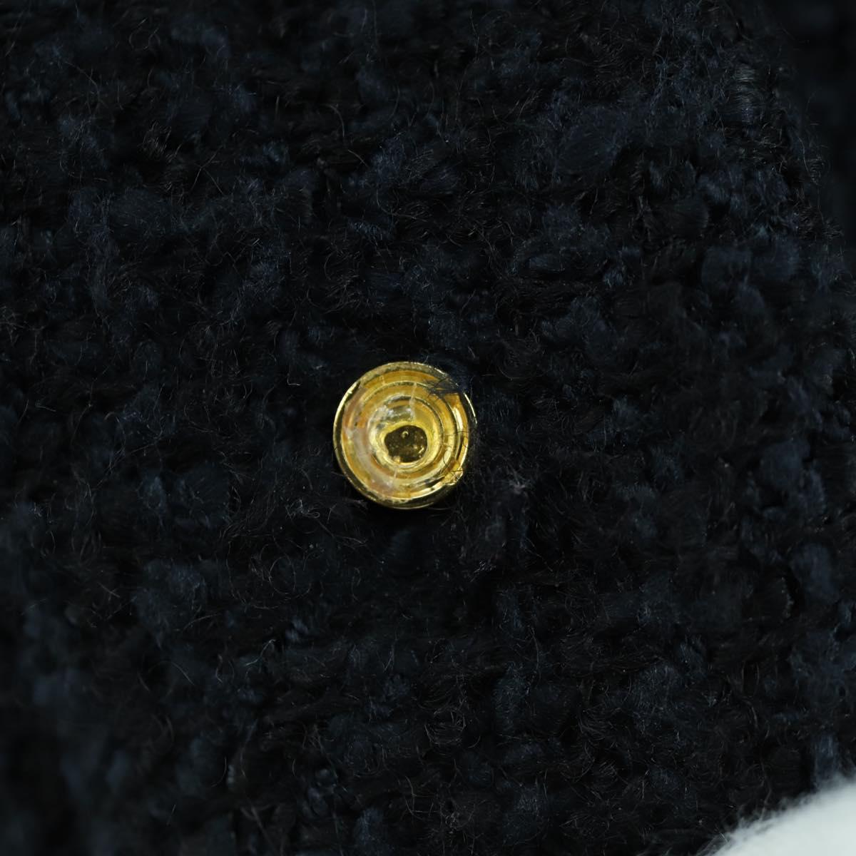 CHANEL Jacket Tweed Black CC Auth 158562M