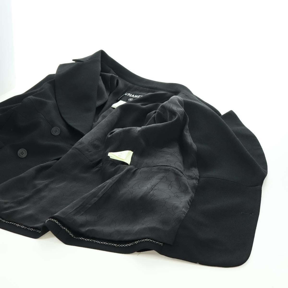 CHANEL Jacket Rayon Black CC Auth 158563M