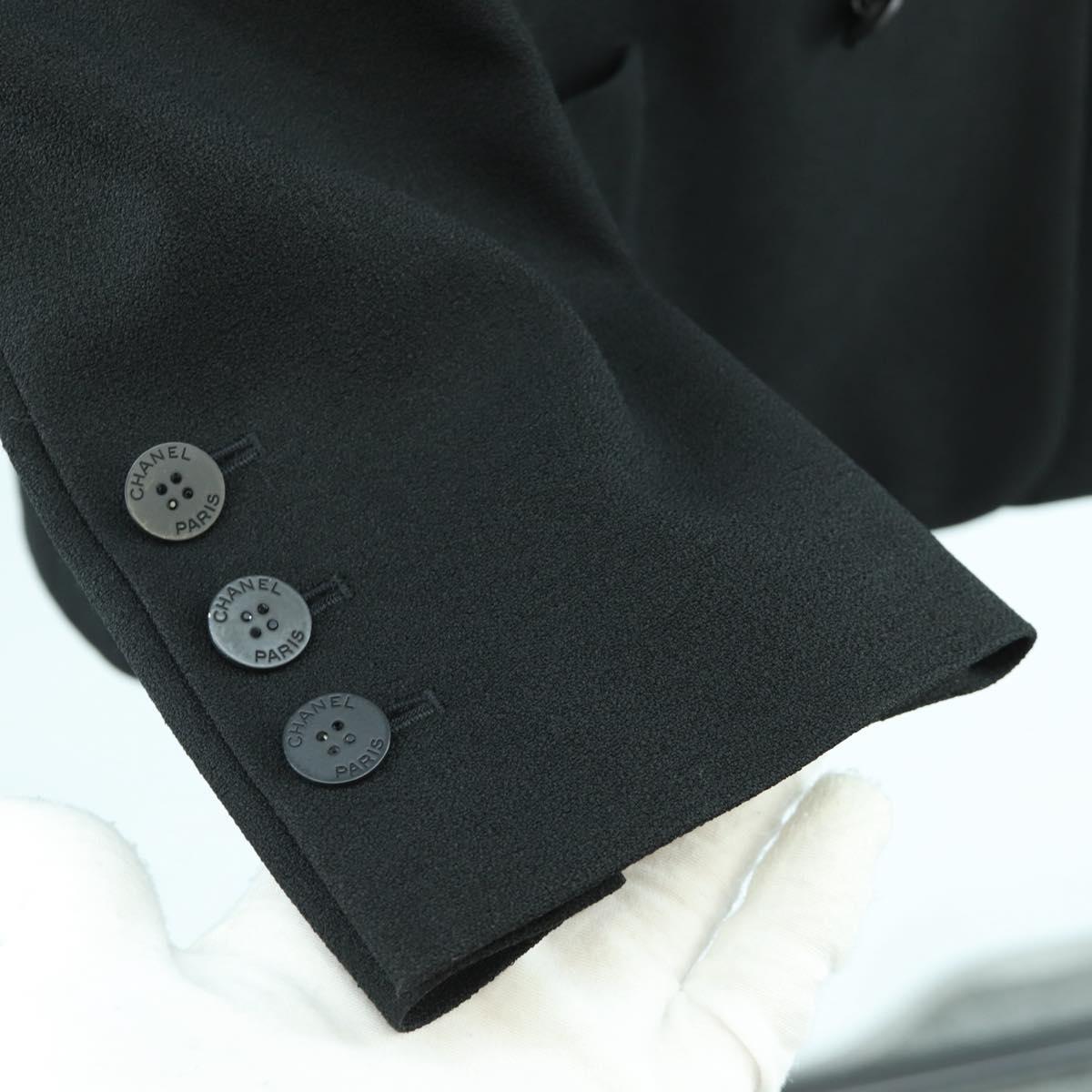 CHANEL Jacket Rayon Black CC Auth 158563M