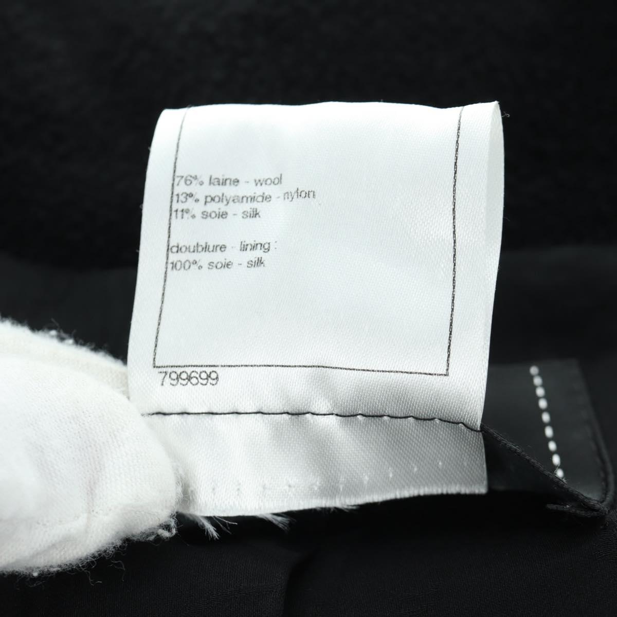 CHANEL Jacket Wool Black CC Auth 158564M