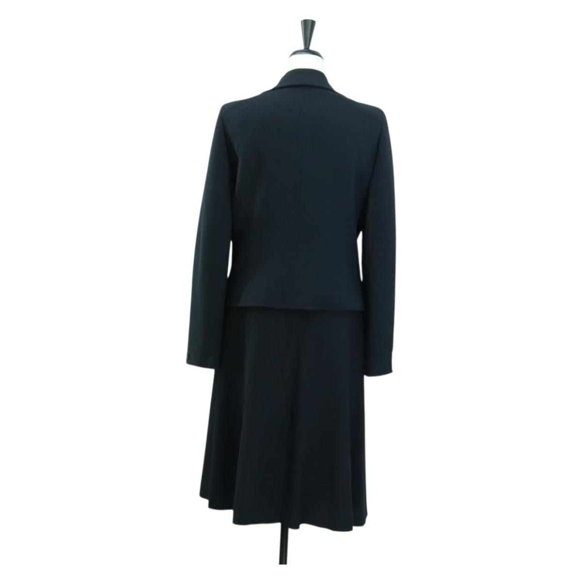 CHANEL Jacket And Skirt set Jacket Wool Navy CC Auth 158565M