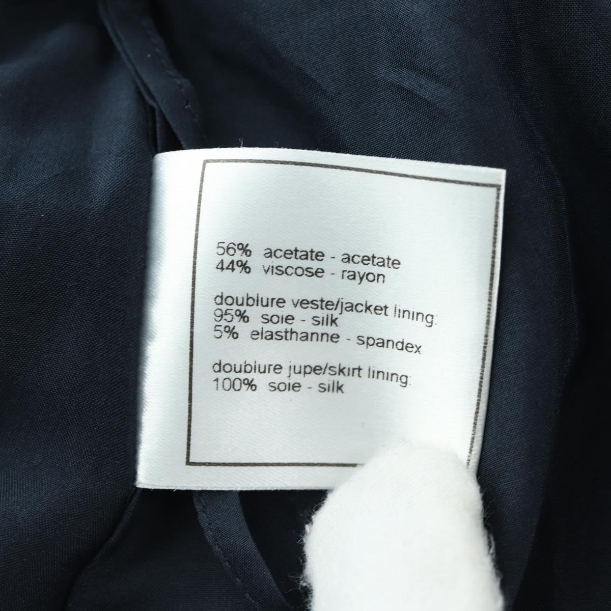 CHANEL Jacket And Skirt set Jacket Wool Navy CC Auth 158565M