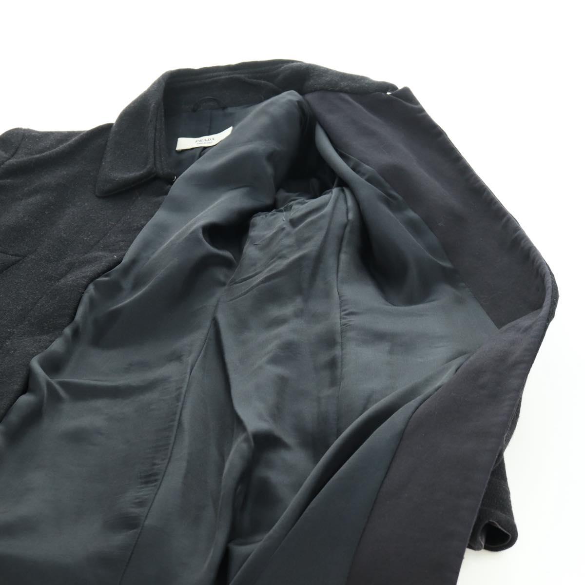 PRADA Long Coat Wool Gray Auth 158570M