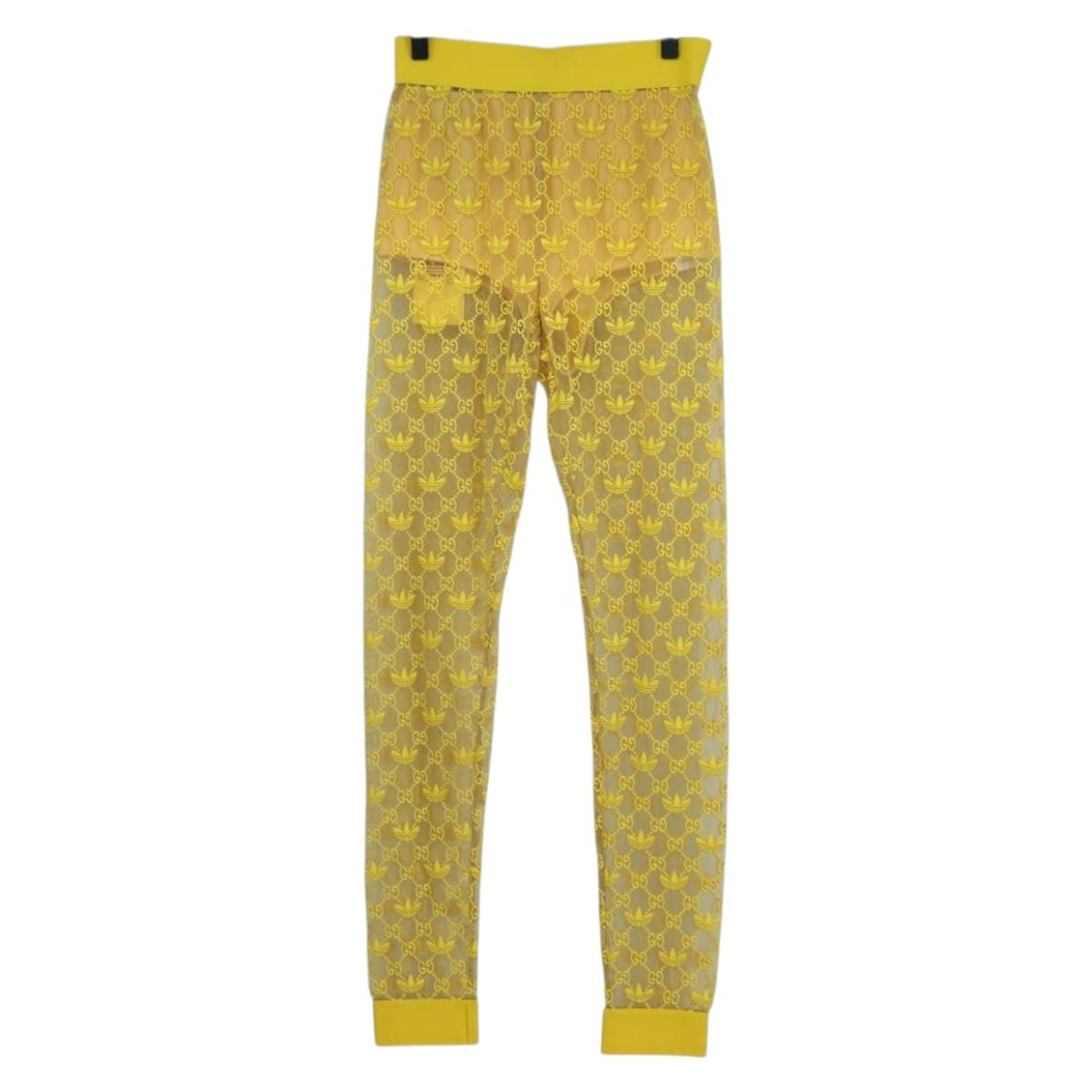 GUCCI GG Canvas GUCCI x adidas Tulle Pants Yellow 693446 Auth 158571SAM