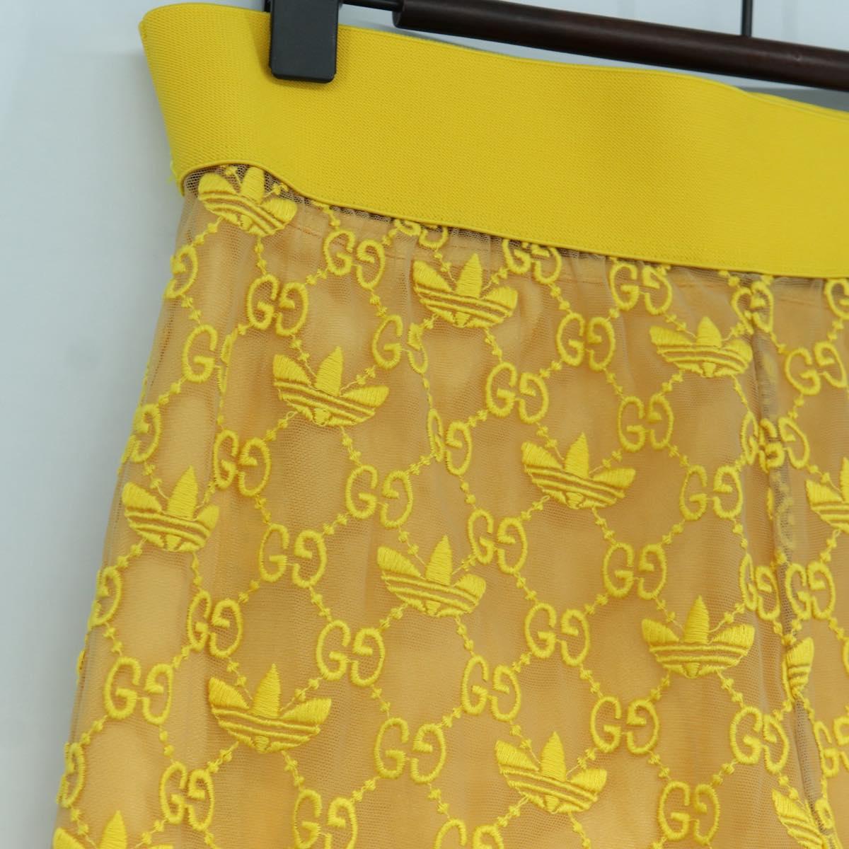 GUCCI GG Canvas GUCCI x adidas Tulle Pants Yellow 693446 Auth 158571SAM