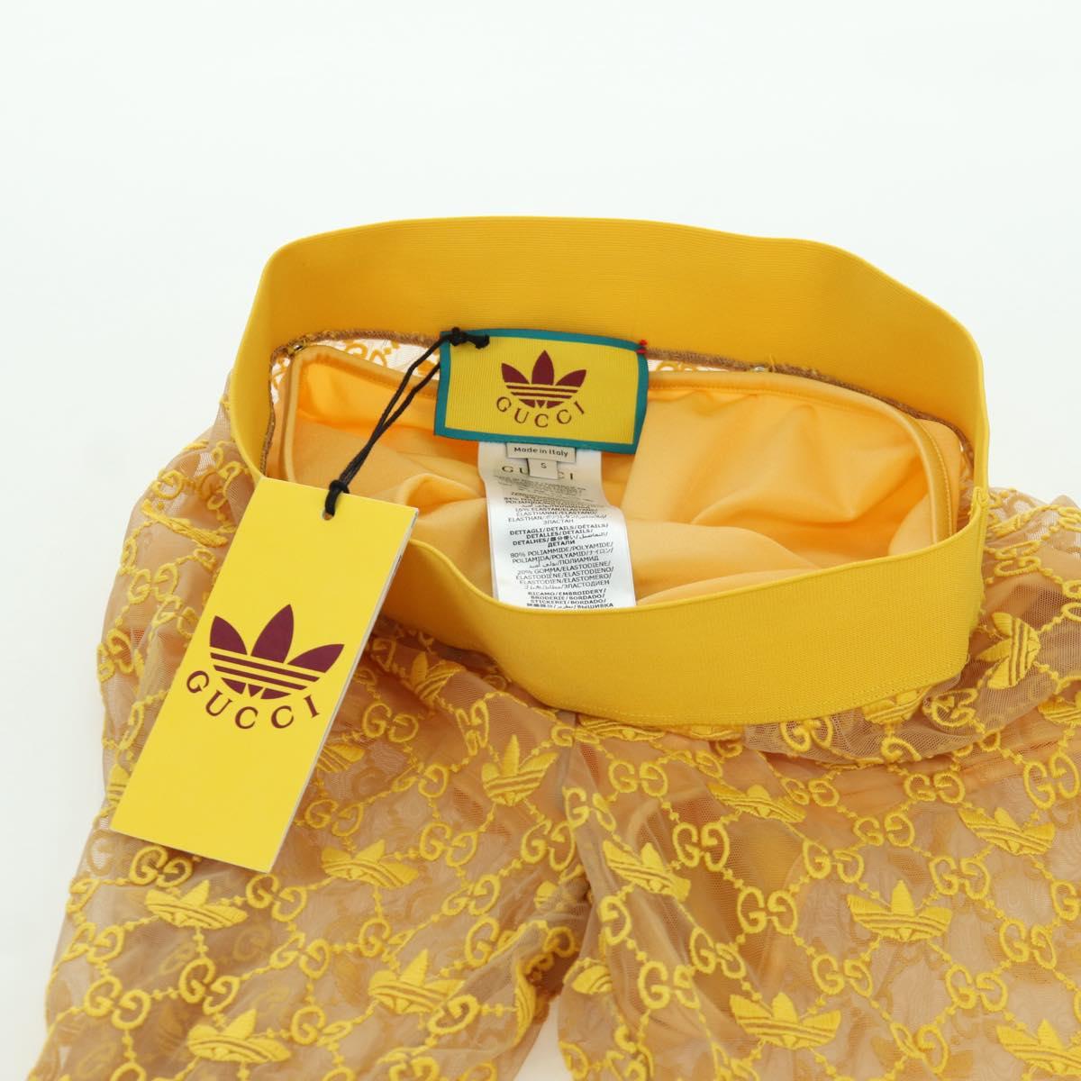 GUCCI GG Canvas GUCCI x adidas Tulle Pants Yellow 693446 Auth 158571SAM