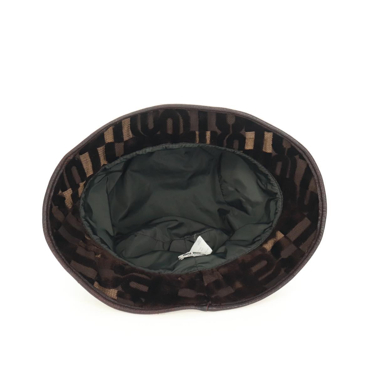 Miu Miu Bucket Hat Velor M Brown Auth 158573M