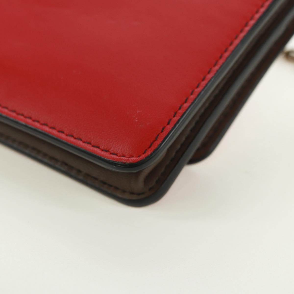 BOTTEGA VENETA Chain Shoulder Bag Leather Red Gold Auth 158578SAV