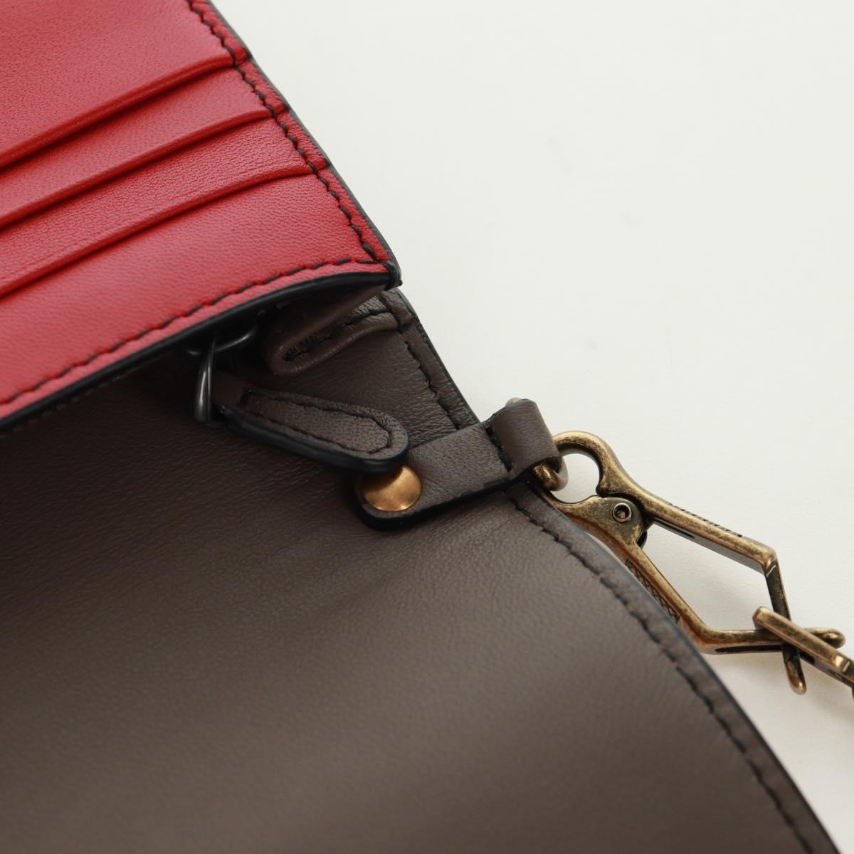 BOTTEGA VENETA Chain Shoulder Bag Leather Red Gold Auth 158578SAV