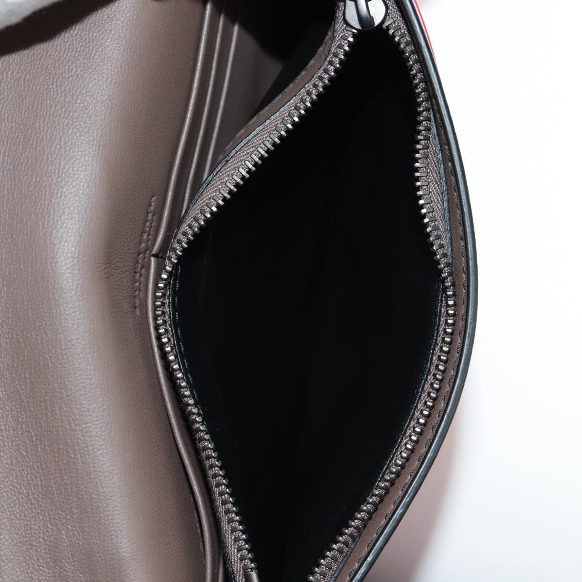 BOTTEGA VENETA Chain Shoulder Bag Leather Red Gold Auth 158578SAV