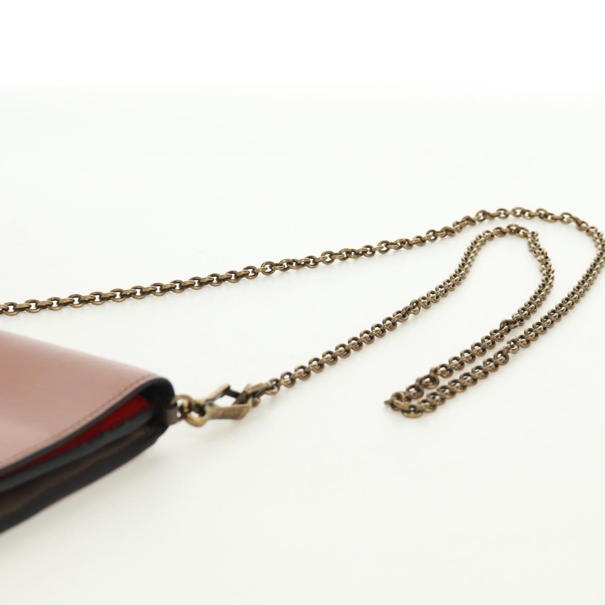 BOTTEGA VENETA Chain Shoulder Bag Leather Red Gold Auth 158578SAV