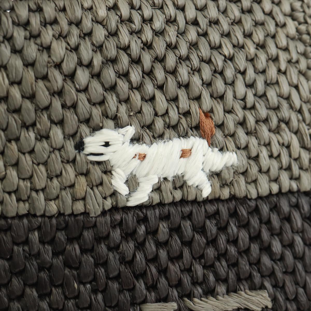 LOEWE SUNA FUJITA Mandragora Loewe Font Small Tote Bag Straw Gray Auth 158581SM