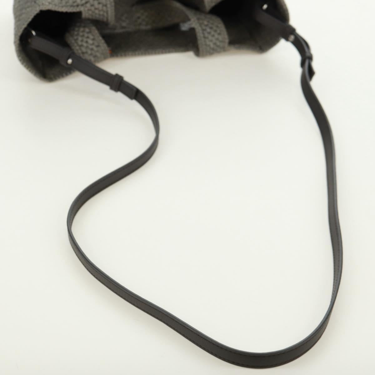 LOEWE SUNA FUJITA Mandragora Loewe Font Small Tote Bag Straw Gray Auth 158581SM