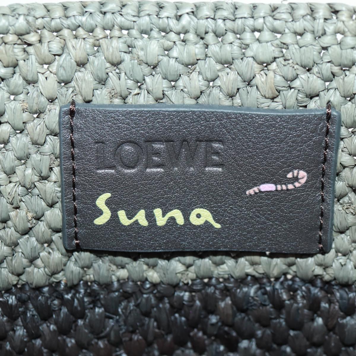 LOEWE SUNA FUJITA Mandragora Loewe Font Small Tote Bag Straw Gray Auth 158581SM