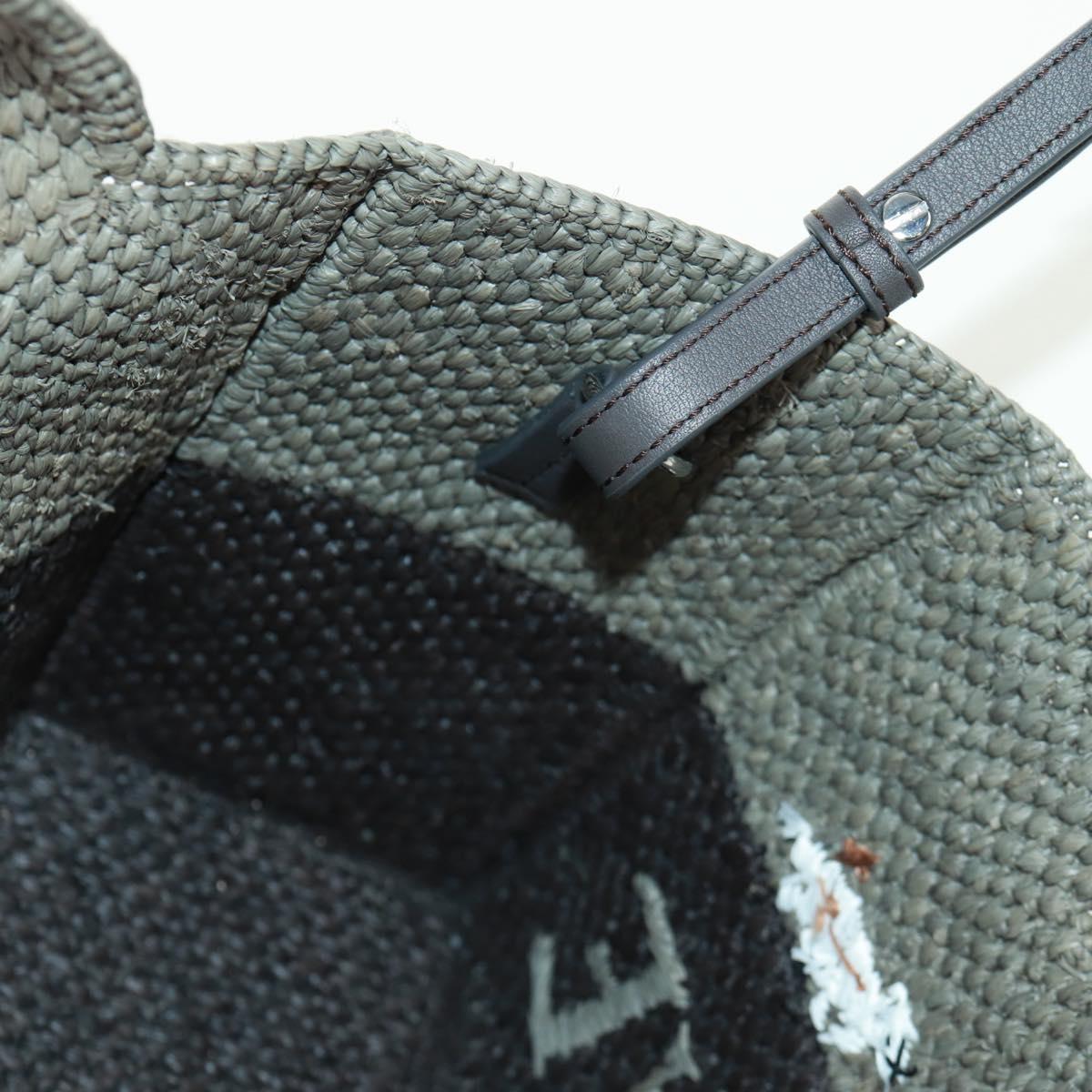 LOEWE SUNA FUJITA Mandragora Loewe Font Small Tote Bag Straw Gray Auth 158581SM