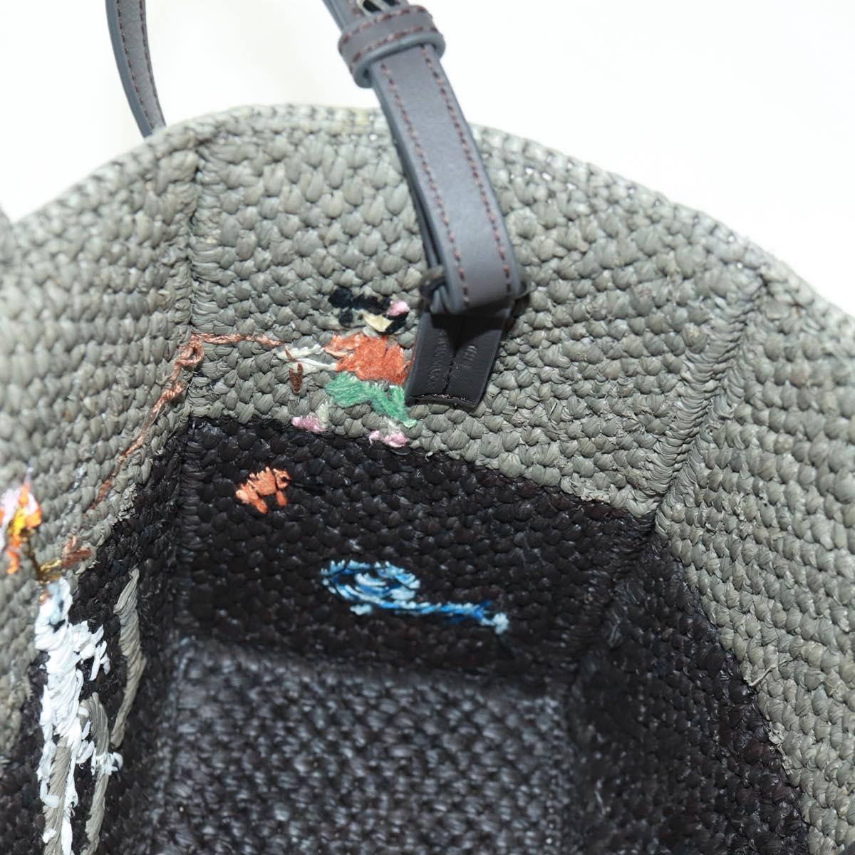 LOEWE SUNA FUJITA Mandragora Loewe Font Small Tote Bag Straw Gray Auth 158581SM