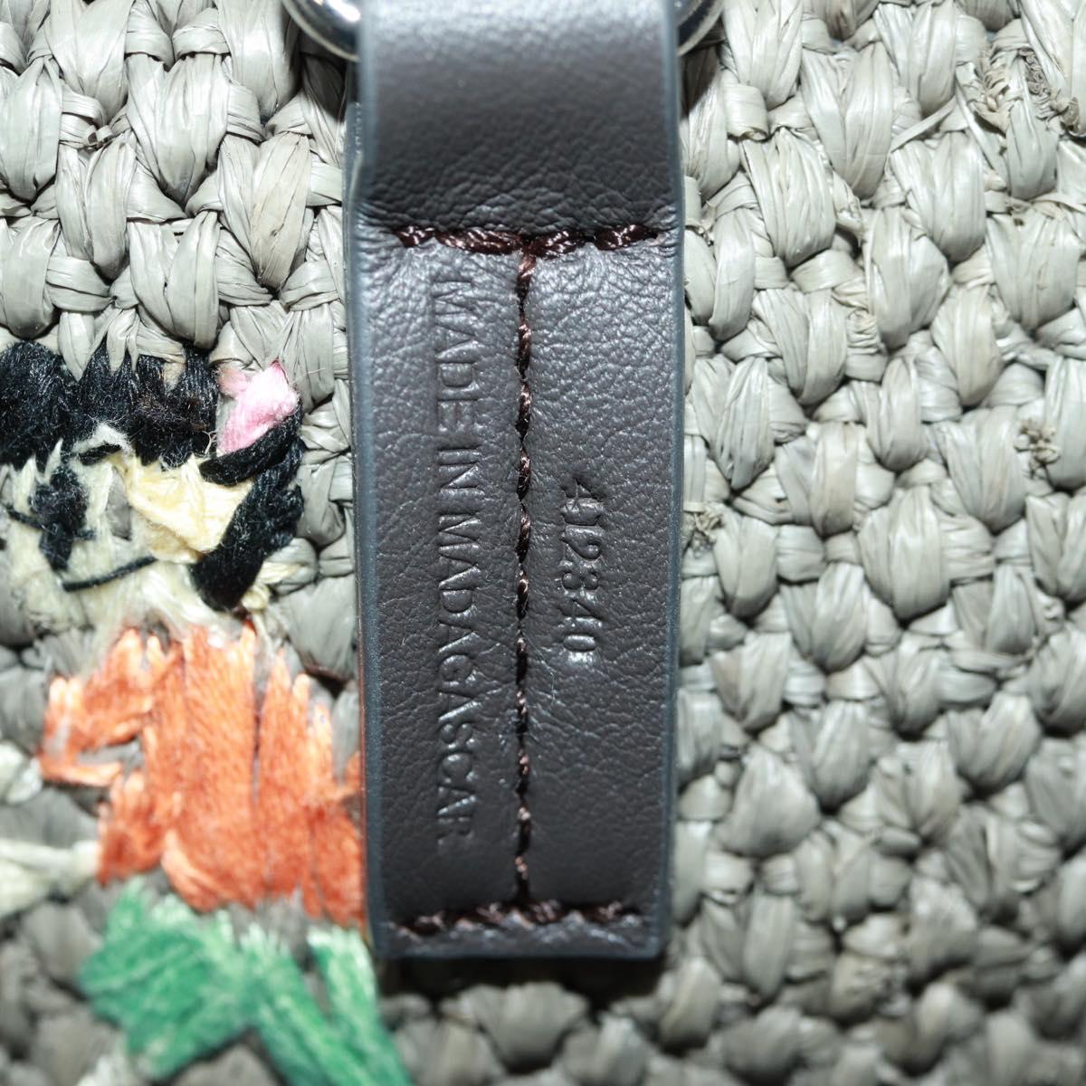 LOEWE SUNA FUJITA Mandragora Loewe Font Small Tote Bag Straw Gray Auth 158581SM