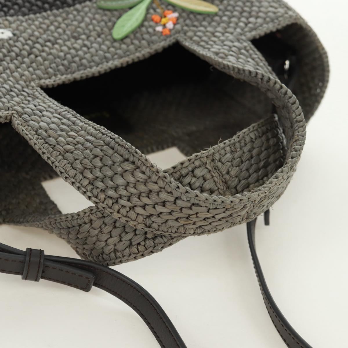 LOEWE SUNA FUJITA Mandragora Loewe Font Small Tote Bag Straw Gray Auth 158581SM