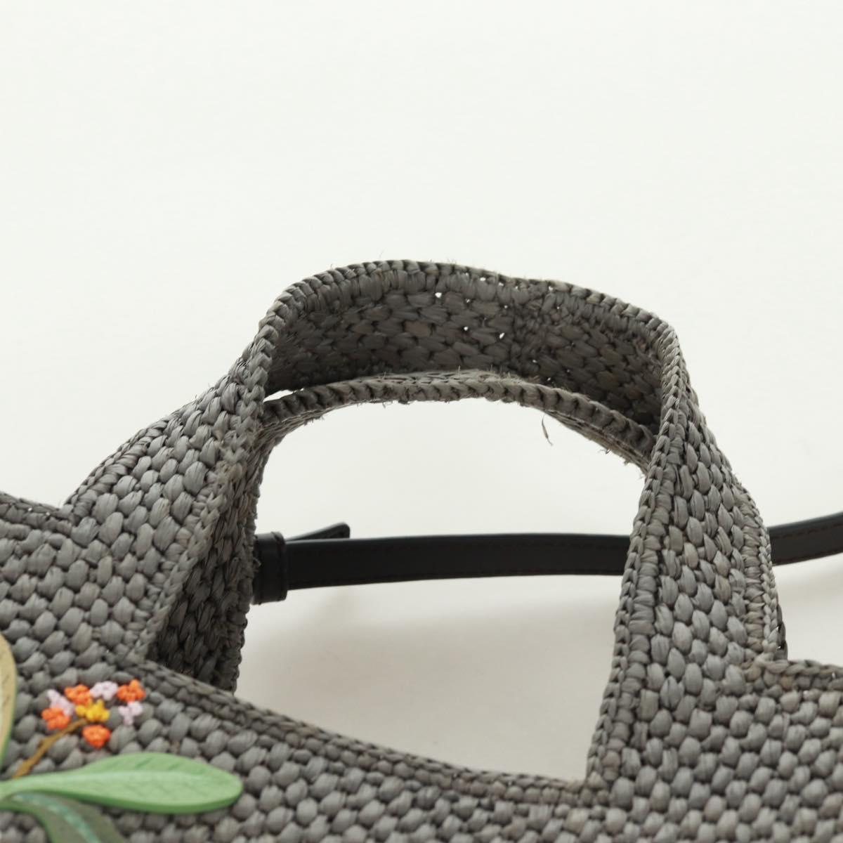LOEWE SUNA FUJITA Mandragora Loewe Font Small Tote Bag Straw Gray Auth 158581SM