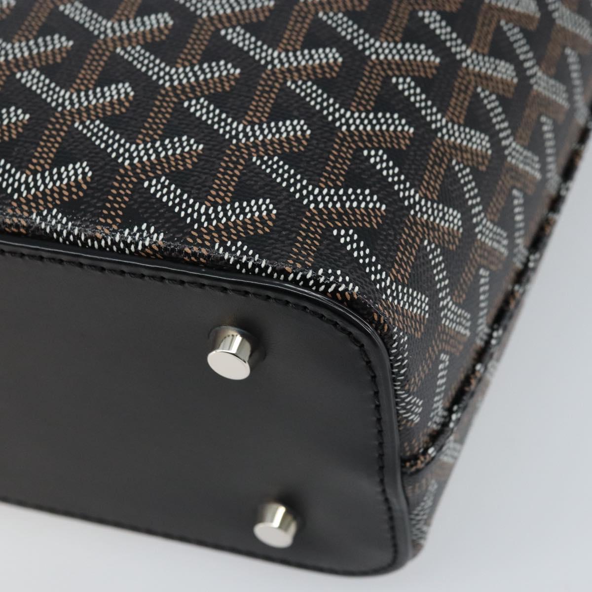 GOYARD Herringbone Okinawa PM Tote Bag PVC Black Silver Auth 158582SM