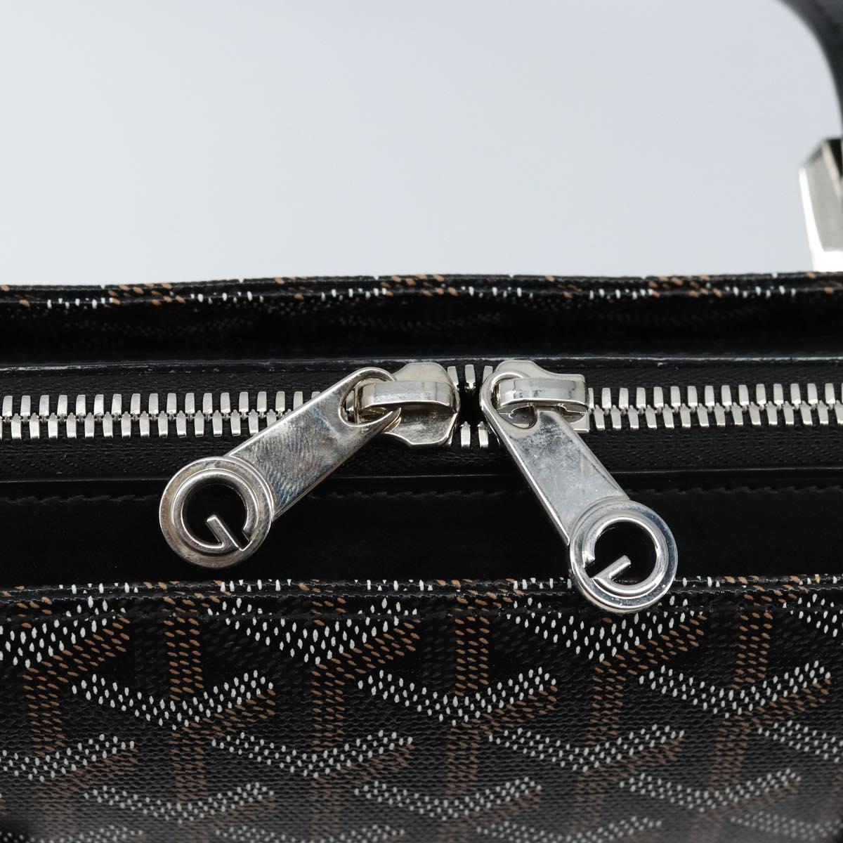 GOYARD Herringbone Okinawa PM Tote Bag PVC Black Silver Auth 158582SM