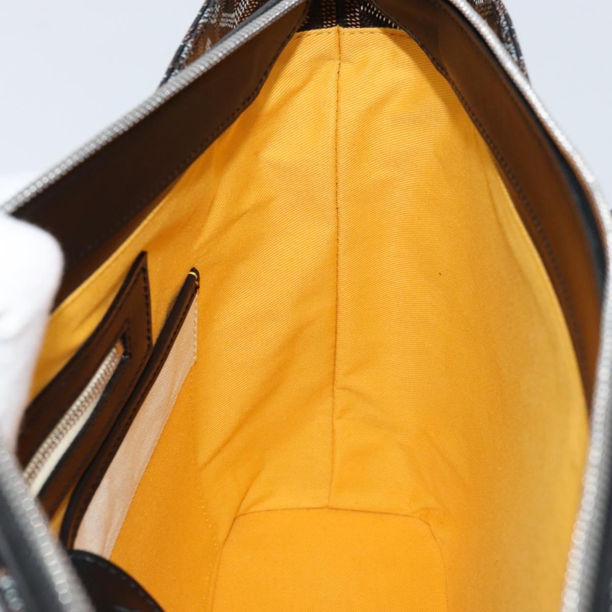 GOYARD Herringbone Okinawa PM Tote Bag PVC Black Silver Auth 158582SM