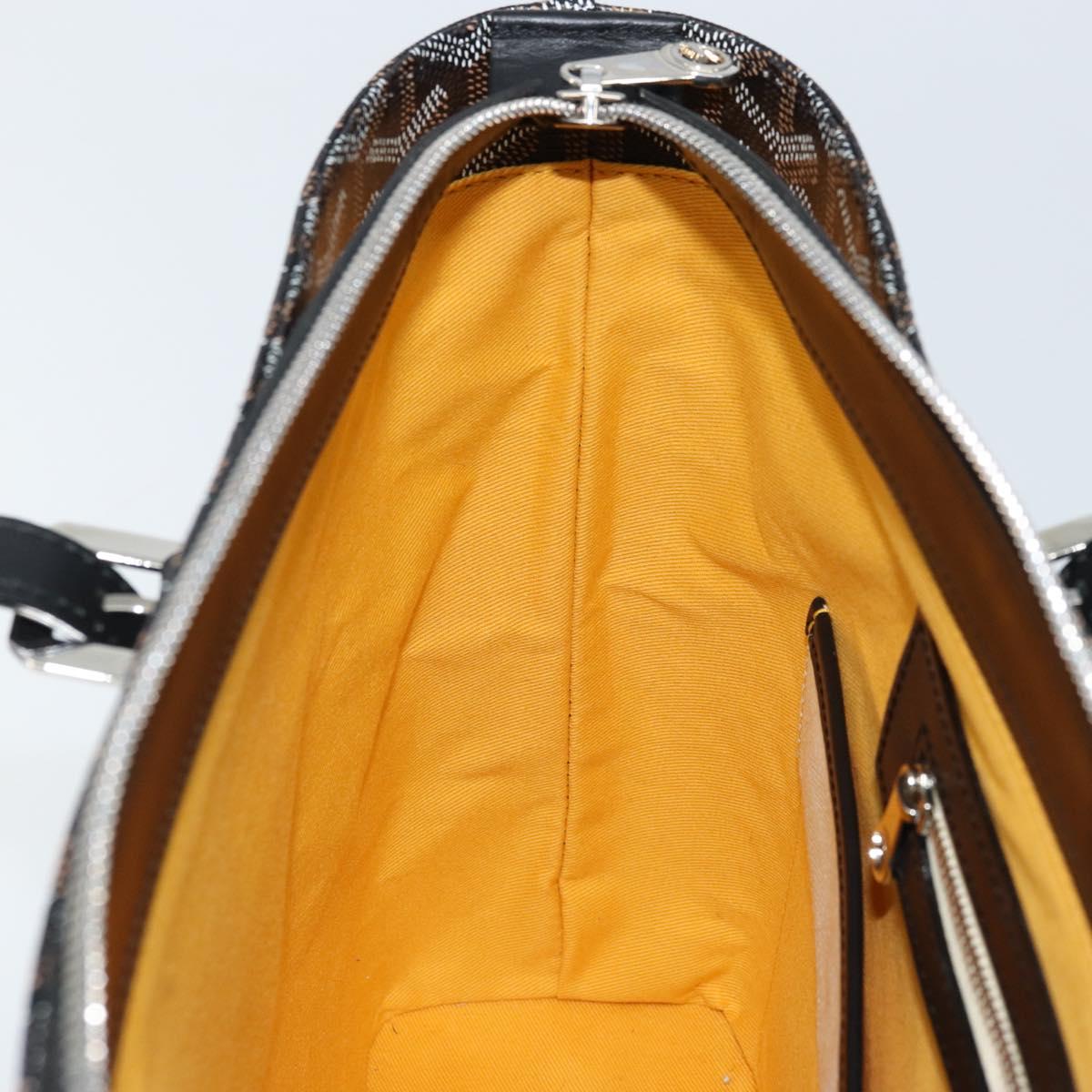 GOYARD Herringbone Okinawa PM Tote Bag PVC Black Silver Auth 158582SM