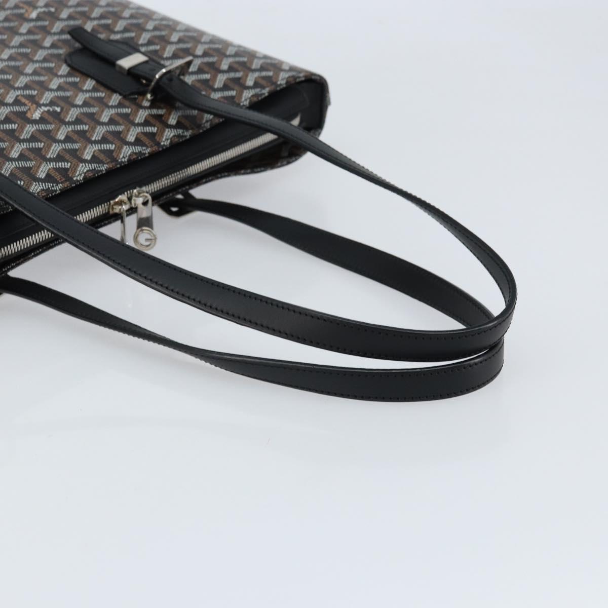 GOYARD Herringbone Okinawa PM Tote Bag PVC Black Silver Auth 158582SM